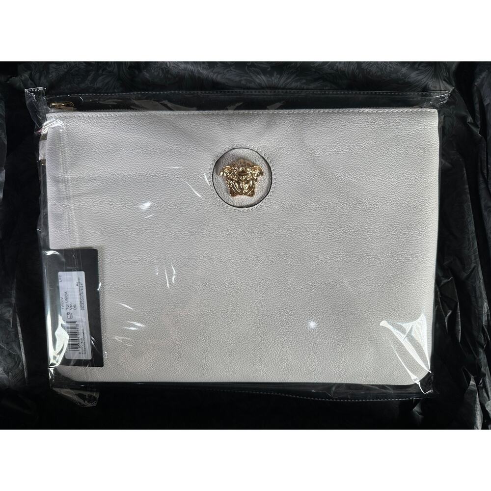 NWT Versace White Gold Medusa Leather Wristlet Clutch Bag 100% Authentic $850 - Picture 9 of 12